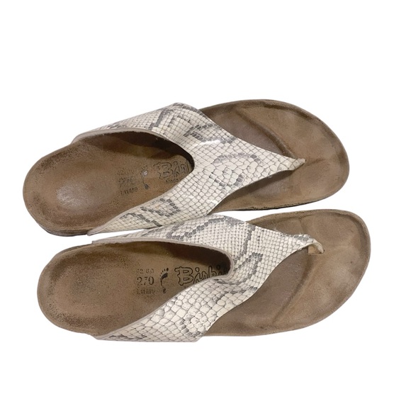 Birki’s By Birkenstock Snake Skin Sandals Size W11 M9 Summer Flats Comfortable - Picture 7 of 13